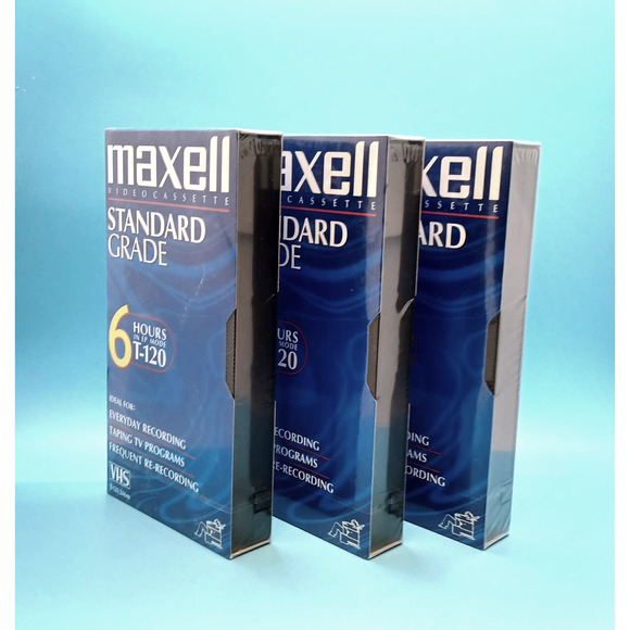 VHS VCR Tapes NEW & SEALED 3 Set of Maxwell 6-Hour Blank Tapes - Picture 5 of 8